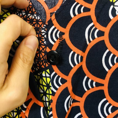 Orange×Yellow African batik dress【01188】