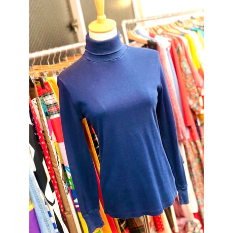 80s NAVY turtleneck top【01015】