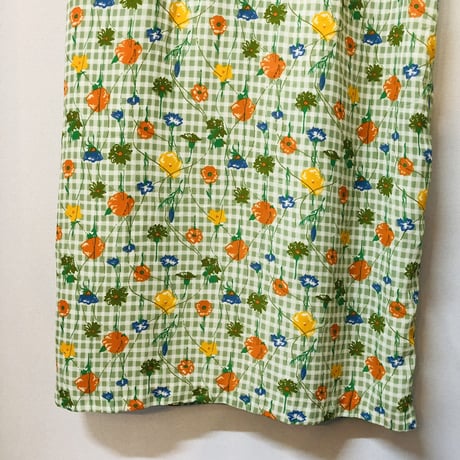 Vintage gingham×floral sleeveless dress【01202】