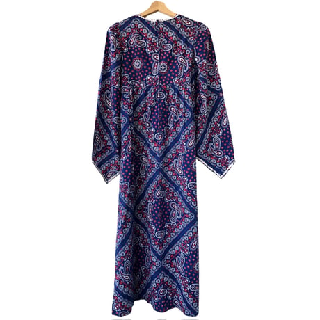 70s Handmade bell sleeve dress【01252】