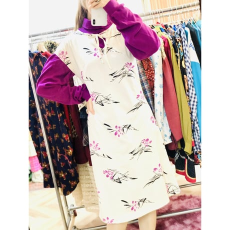 70-80s Dress & Quilted jacket 2PC【01055】