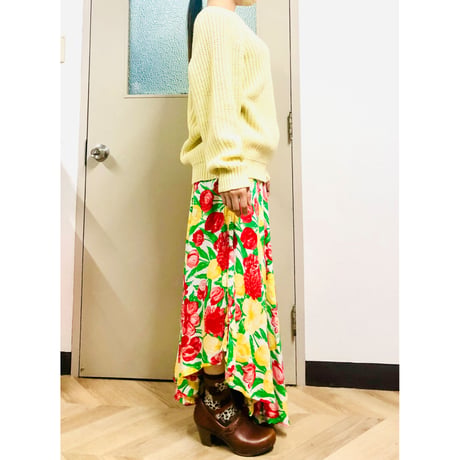Vintage tulip pattern long skirt【00844】