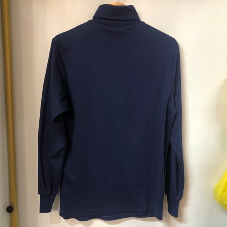 80s Navy turtleneck top【01014】