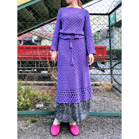 70s Purple crochet SETUP【00478】