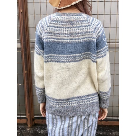 Ice blue nordic knit cardigan【01354】
