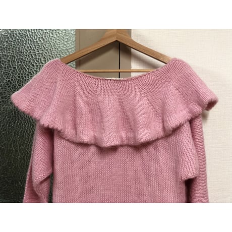 80s Knit pink dress【00589】