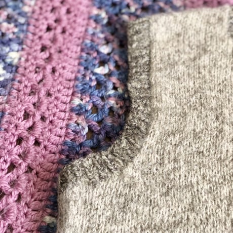 Gray mohair knit vest【01345】