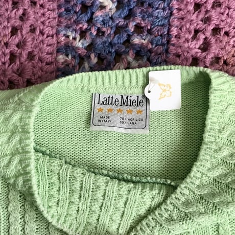 Green knit sweater【01371】
