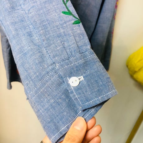 70s Painted chambray shirt【01087】