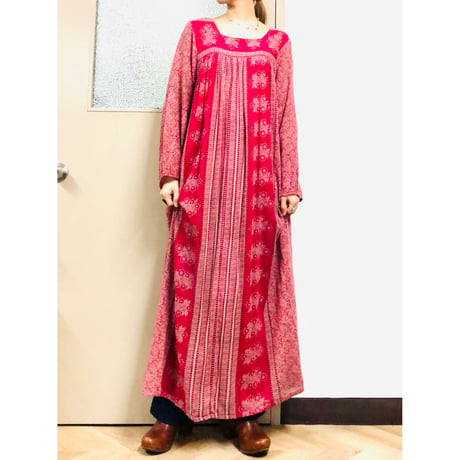 70s Indian cotton maxi dress【00874】