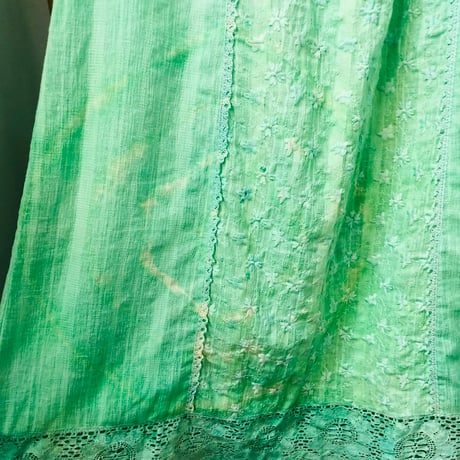 70s Green piece dyed dress【01105】