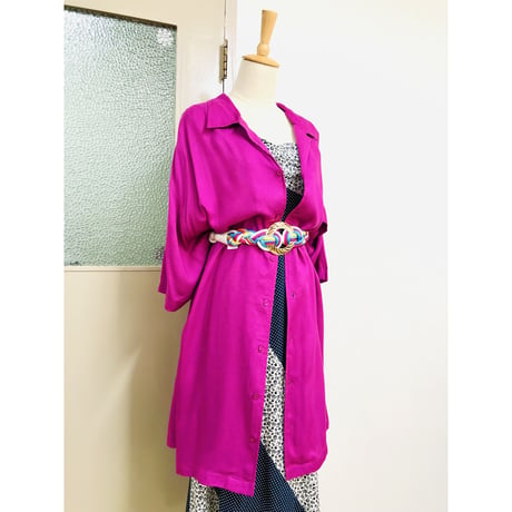 70s Flower pattern dress【00683】