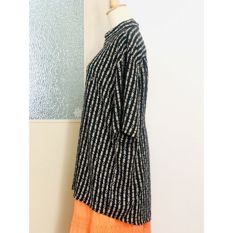 Rayon black big shirt【00706】