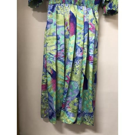 80s MONTAGE NIGHT watercolor ruffle dress【00976】