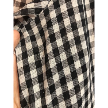 70s MISS K Black plaid maxi dress【01389】