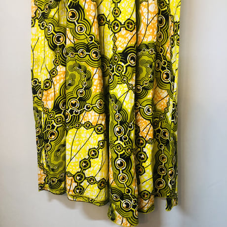 Yellow African batik dress【01186】
