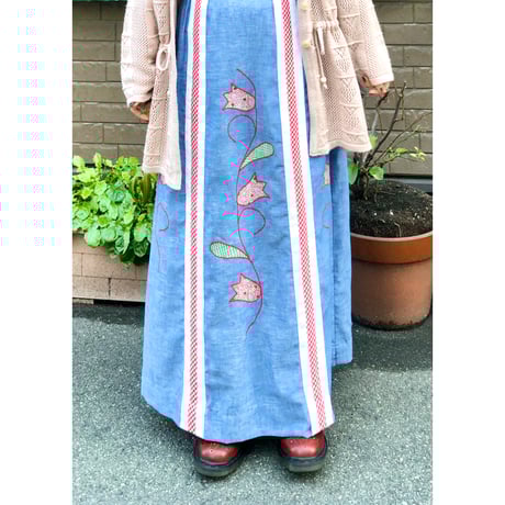 70s Wrap tulip maxi dress【01080】