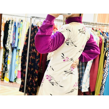 70-80s Dress & Quilted jacket 2PC【01055】