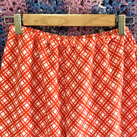 70s Red plaid pants【01393】