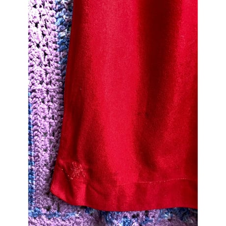 70s Red house maxi dress【01425】