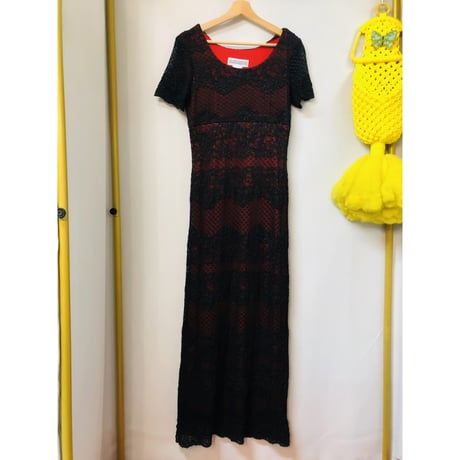 Vintage black lace dress【01065】