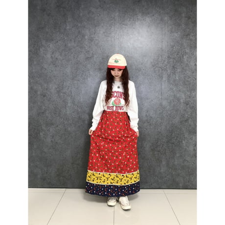 70s Floral maxi skirt【01454】