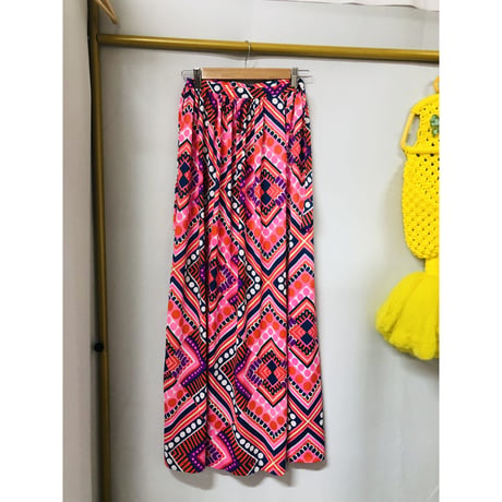 70s Psychedelic wrap maxi skirt【00853】