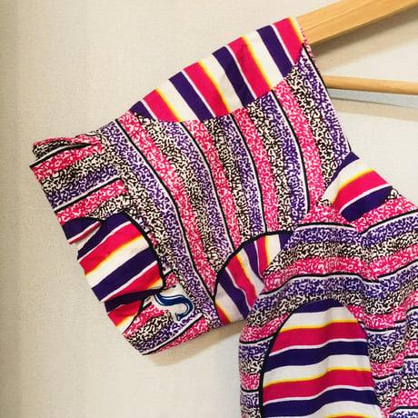 Pink×Purple african batik top【01175】