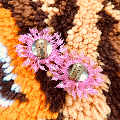 80s Costume Clip On Earring PINK【00638】