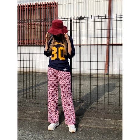 70s Geometric poly pants【01328】