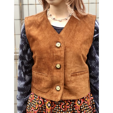Vintage suade vest【01375】