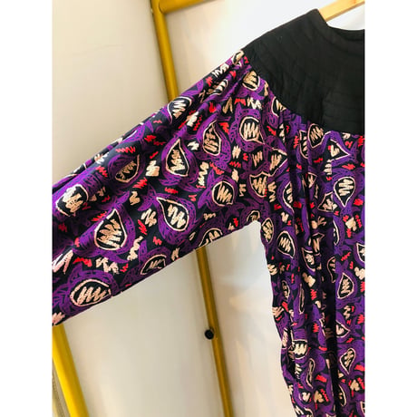 Casi Vintage purple print silk dress【01037】