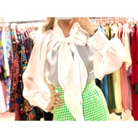 Vintage bowtie sheer blouse【00793】