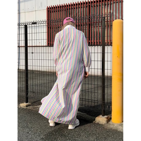 Vintage stripe maxi dress【01230】