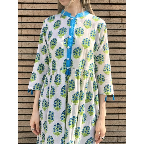 Indian cotton maxi dress【01447】