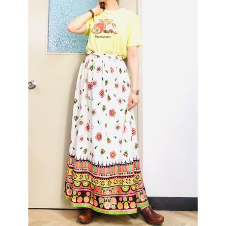 White wrap maxi skirt【00713】