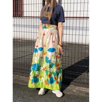 70s Floral maxi skirt【01279】