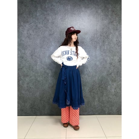 70s Handmade wrap skirt【01457】