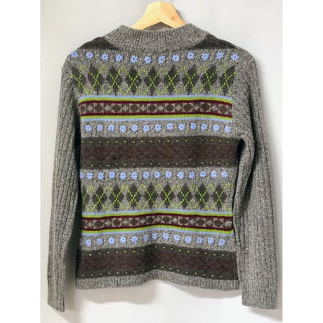 Vintage gray knit sweater【00622】