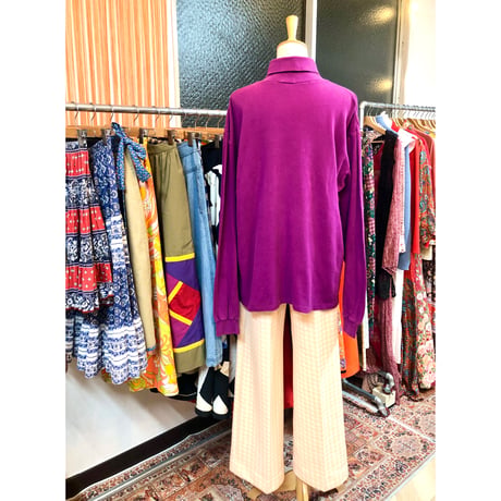90s Turtleneck cotton top / Raspberry【01020】