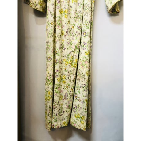 70s Floral flare sleeve maxi dress【01076】