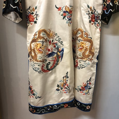 Vintage silk china long jacket【01221】