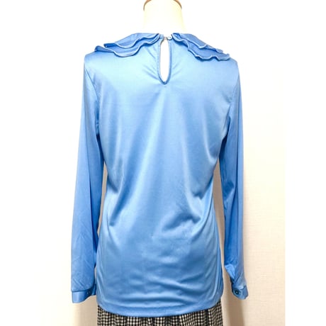70s Sky blue ruffle blouse