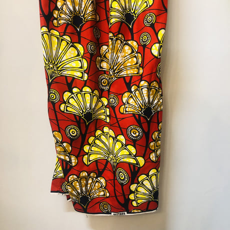 Red×Yellow African batik dress【01185】