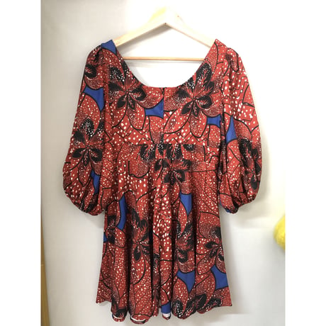 African baloon sleeve peplum tunic / mini dress【00959】