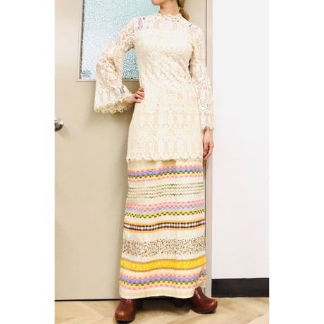 Vintage flare sleeve lace mini dress【00956】