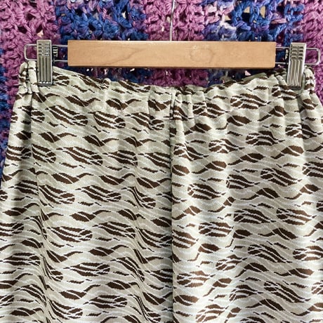 70s Brown geometric poly pants【01430】
