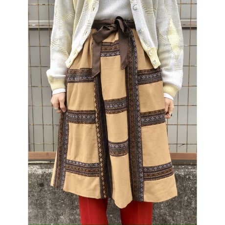 70s Mr. Hank Brown wool mix skirt【01415】