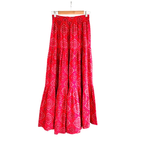 70s Bandana pattern maxi skirt【01242】