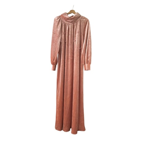Pink volour maxi dress【01356】
